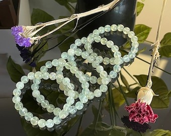 Natural Prehnite Stretchy Beaded Bracelet - 9MM - Great Gift - Unique - Healing - Gemstone Handmade