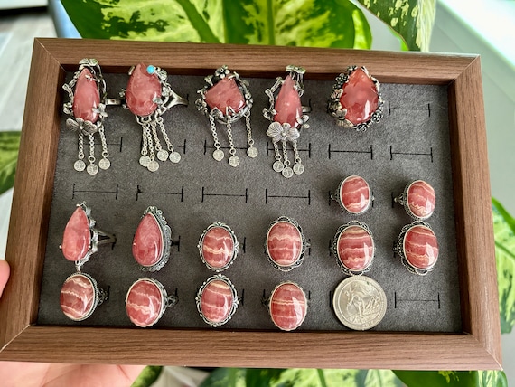 Gorgeous High Grade - LARGE Rhodochrosite Ring - Sterling Silver Ring - Adjustable - Gift - Oversize - Fine Jewelry - One Size Fits All