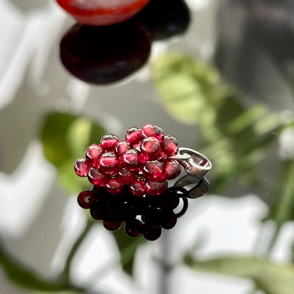 Natural Garnet Handmade Grape Pendant with Bail- 2mm - So Cute - Natural Gemstone - Handmade - DIY