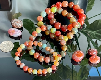 Very Rare - Natural OLD Mine Agate Beaded Bracelet - Rich Color - 8/10/12/14 mm - High Quality - Great Gift - Handmade - Collection