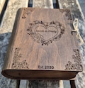 Personalized Wedding Memory Box: Engagement Gift, Engraved Wooden Keepsake Box, 5th anniversary gifts product logo
