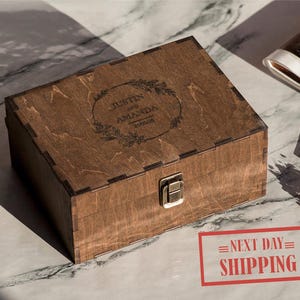 Personalized Engagement Keepsake Memory Gift Box, Engagement Gift Box For Couples, Custom Wedding Keepsake Box, Engraved Wooden Box