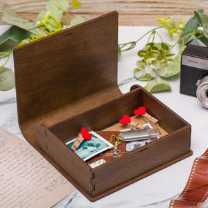 Personalized wooden gift memory box. This box is suitable for any occasion: birthday, anniversary, wedding or other feast.