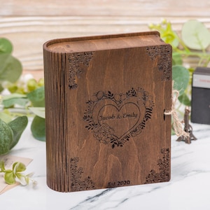 Livre de souvenirs personnalisé pour couples, coffre à souvenirs, cadeaux personnalisés, cadeau de 5e anniversaire, cadeau de mariage de fiançailles, coffret cadeau de mariage