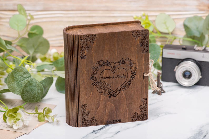 Personalized wooden gift memory box. This box is suitable for any occasion: birthday, anniversary, wedding or other feast.