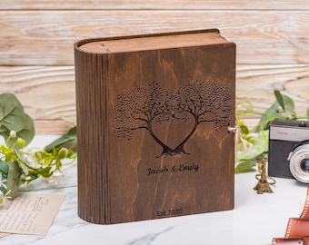Cadeaux de mariage pour le couple, boîte de livres souvenirs personnalisée, coffre à souvenirs, cadeau d'anniversaire de 5 ans