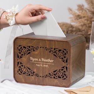 Personalized Wood Wedding Card Box: Reception Keepsake with Slot