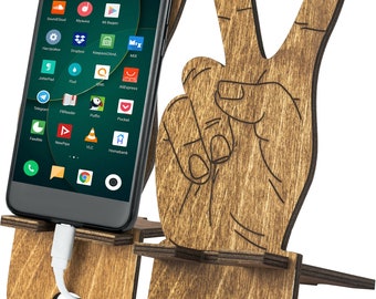 Handmade Wood Phone Stand: Universal Mobile Holder