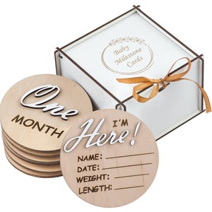 Pour les photos de bébé, cartes d'étape mensuelles en bois 3D, marqueur d'étape mensuelle, cadeau de baby shower, cercles en bois d'étape importante, bois d'étape importante
