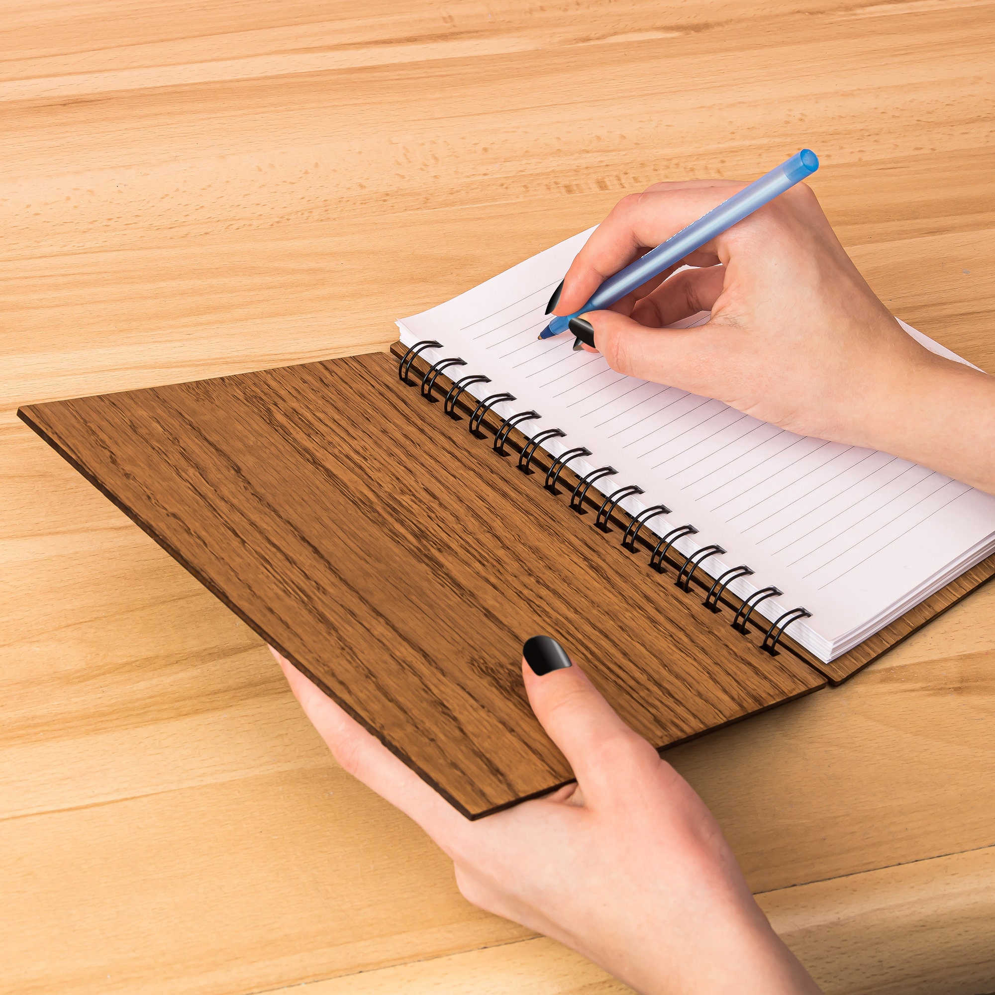 Wooden Oak Business Notebook, Wood Hardcover, Wood journal, Spiral