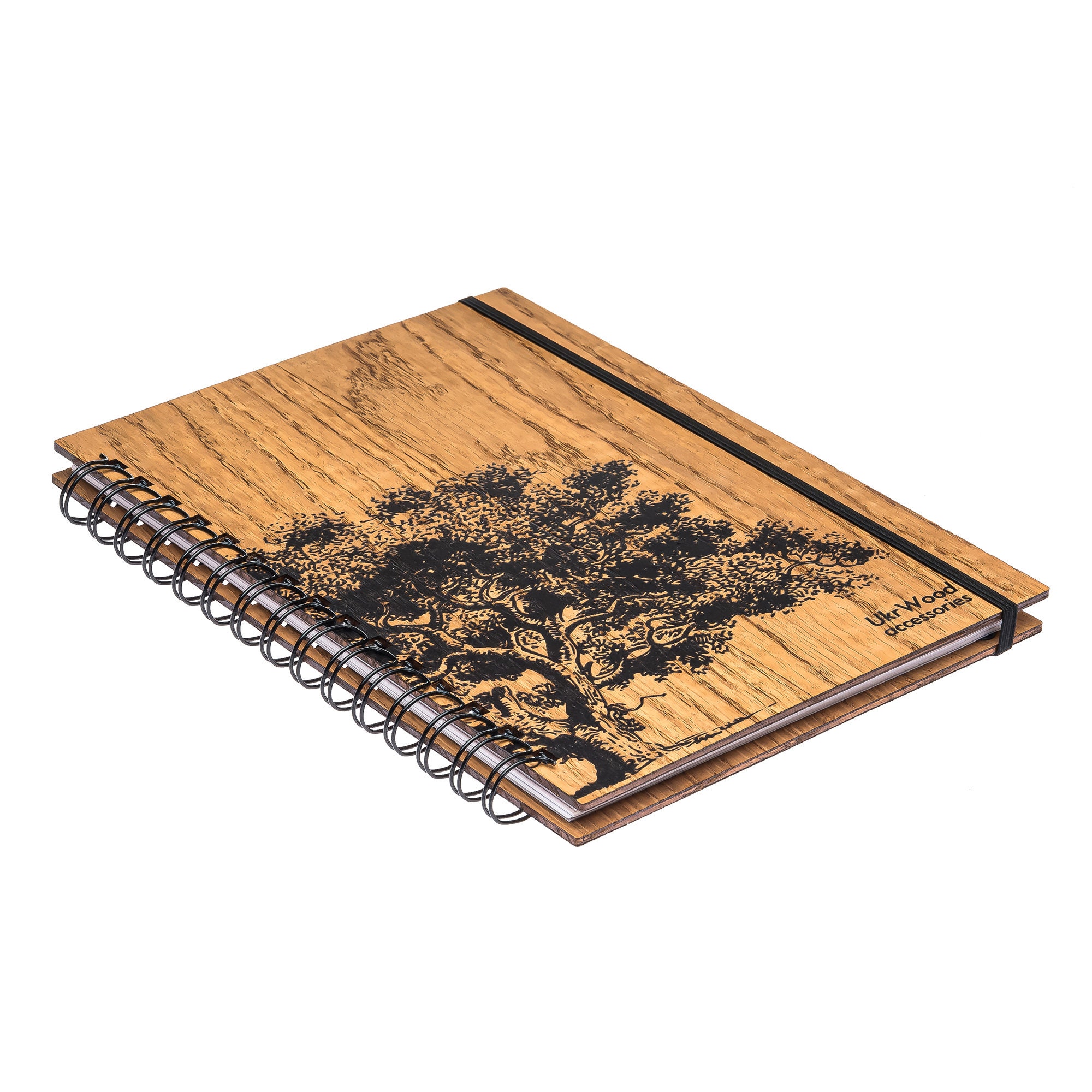 Oak Wood journal Spiral wood Notebook Wood cover notebook Etsy.de