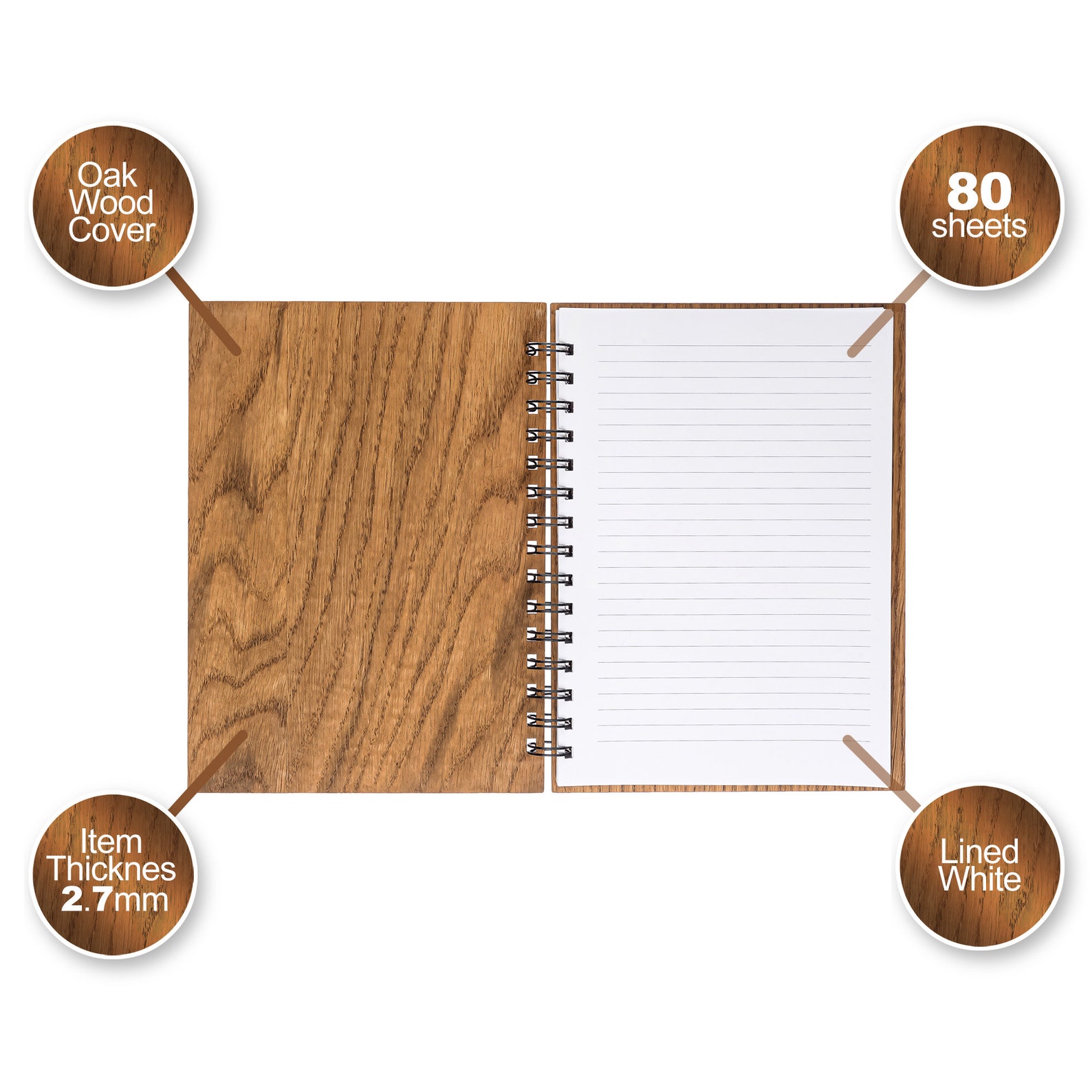 Spiral Oak Wood Notebook Wood Notebook Hardcover Journal Etsy