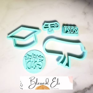 GRADUATION -polymer clay cutters, Diploma roll -detailed and original, Cap, 2021, Congrats Grad stamp