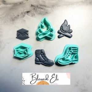 Camp Fire, Boots, and Smores- polymer clay cutters