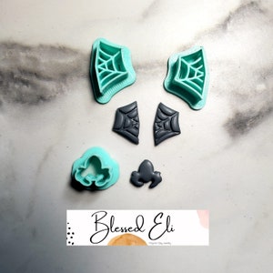 Spiderweb and spider 3pc set- polymer clay cutters