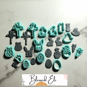 Easter Collection polymer clay cutters- bunny, basket, egg, cross, carrot, paw