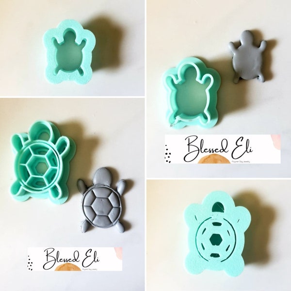 TURTLE Clay Cutter- Polymer clay cutter- Cutter/Stamp- Detailed Turtle- Outline Turtle