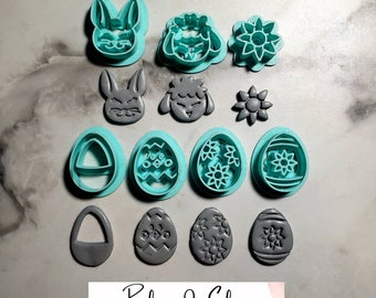 Easter Eggs and Bunny, Lamb polymer clay cutters for earrings, magnets, necklace, etc