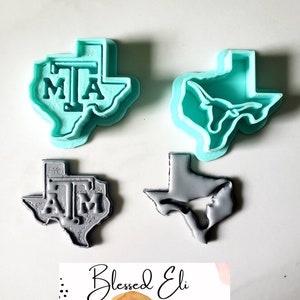 TEXAS LONGHORN, A&M- Polymer Clay Cutter- Texas Outline- Longhorn cutout