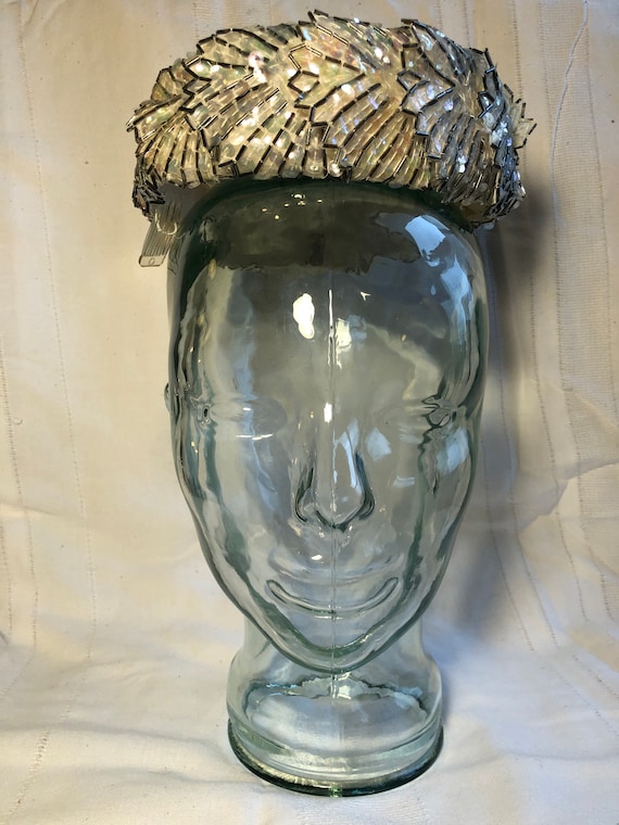 vintage beaded pillbox hat Gem