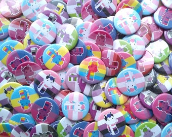 LGBTQ+ Dragon Button Badges | Cute LGBT Badges | Rainbow/Lesbian/Transgender/Bisexual/Pansexual/Asexual/Non-Binary