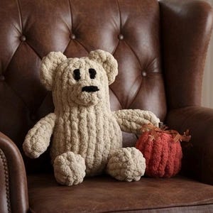 Hand Knit Chunky Teddy Bear Pattern Video tutorial and PDF included.