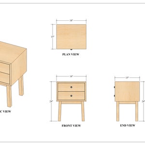 Mid Century Nachttisch-Pläne