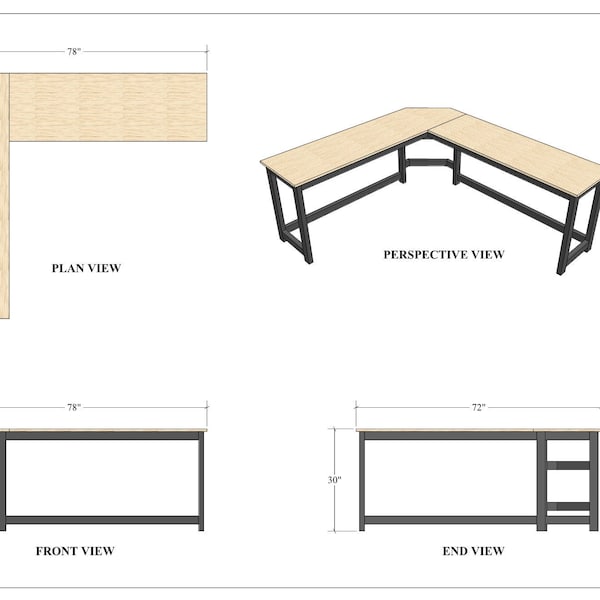 Large L-Shaped Office Desk Plans