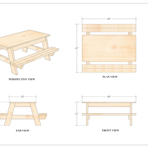 Kids Picnic Table Plans Etsy