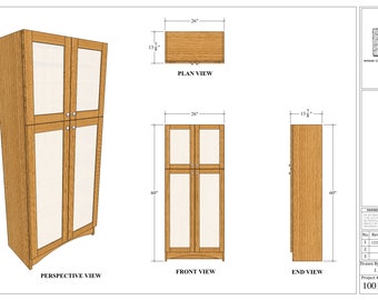 Planos de estanterías con puertas de vidrio