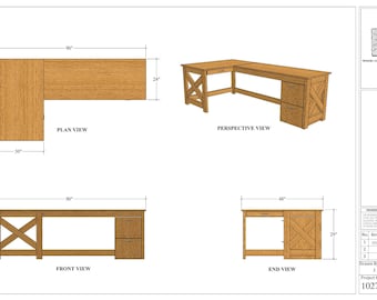 Farmhouse L-Shaped Desk Storage Plans