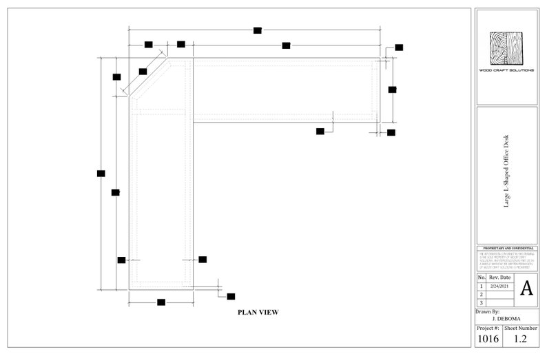 Large Lshaped Office Desk Plans Etsy