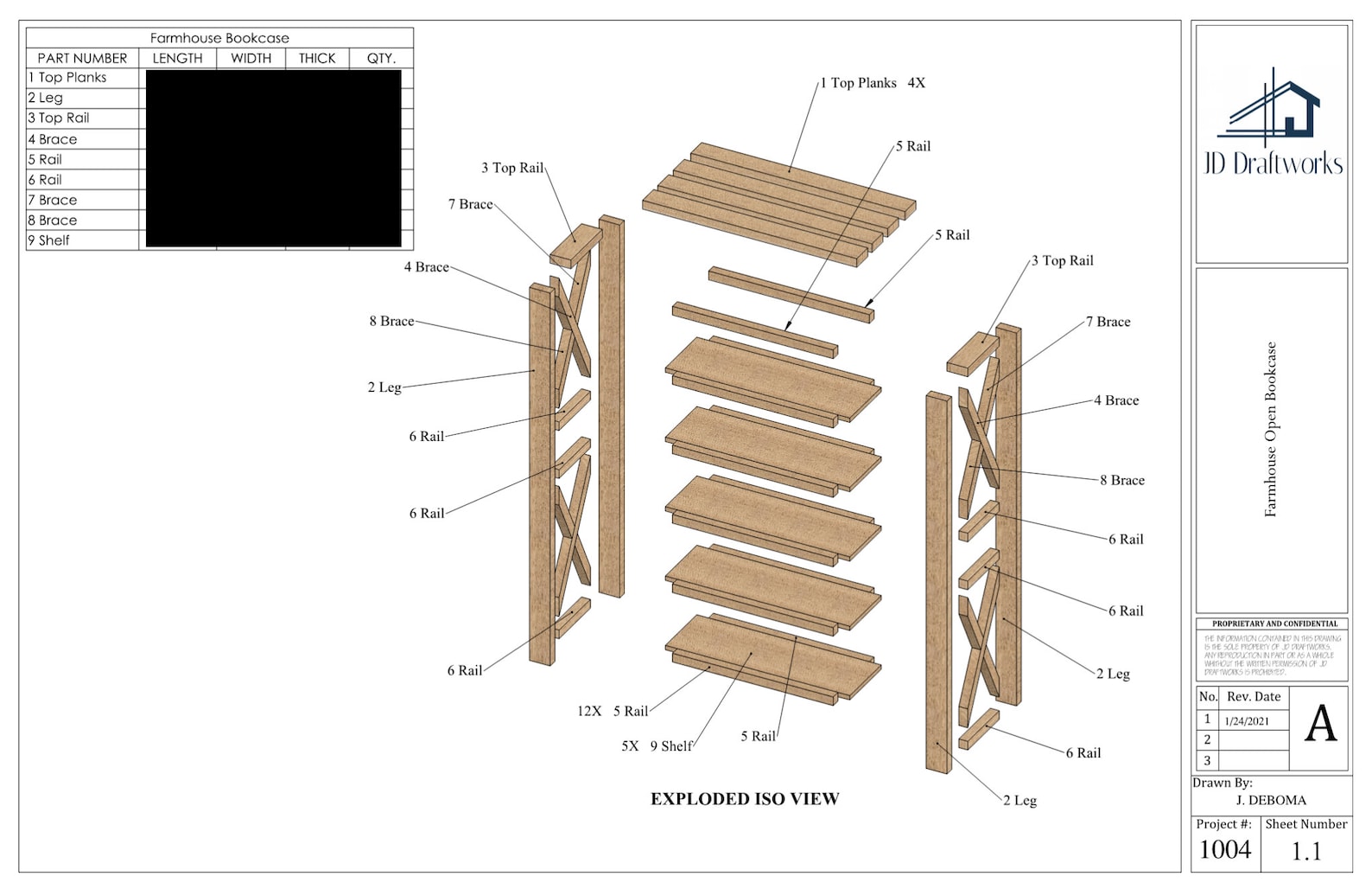 Farmhouse Open Bookcase Plans Etsy