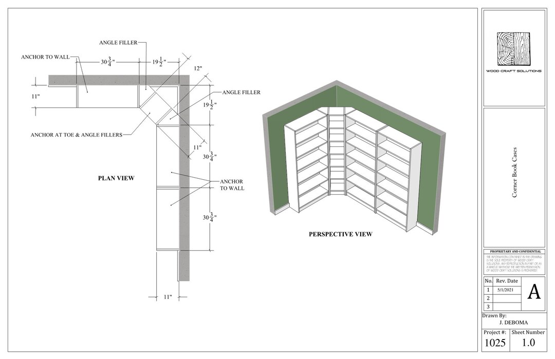 Corner Bookcase Plans Etsy