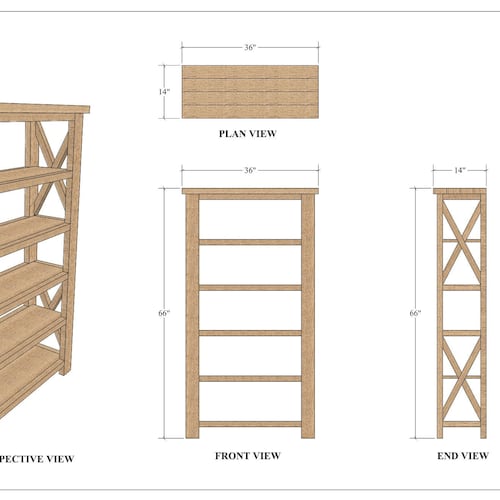 Farmhouse Open Bookcase Plans Etsy