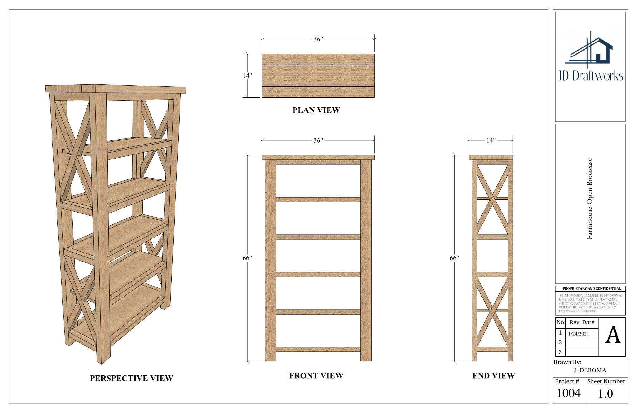 Farmhouse Open Bookcase Plans