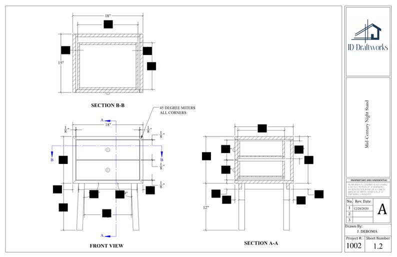 Mid Century Nightstand Plans Etsy
