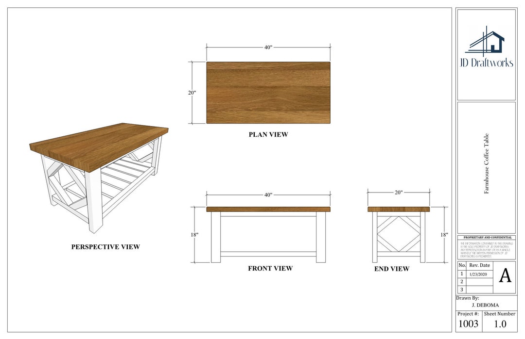 Farmhouse Coffee Table Plans Etsy
