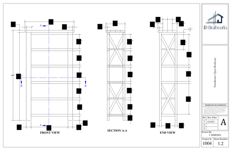 Farmhouse Open Bookcase Plans Etsy