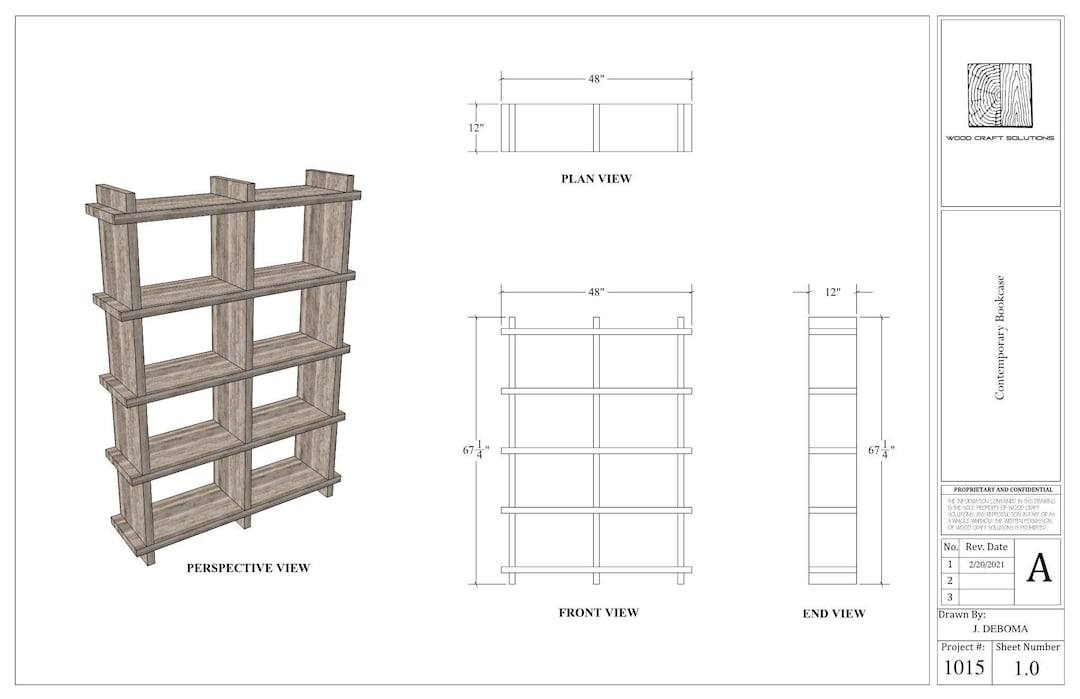 Modern Bookcase Plans Etsy
