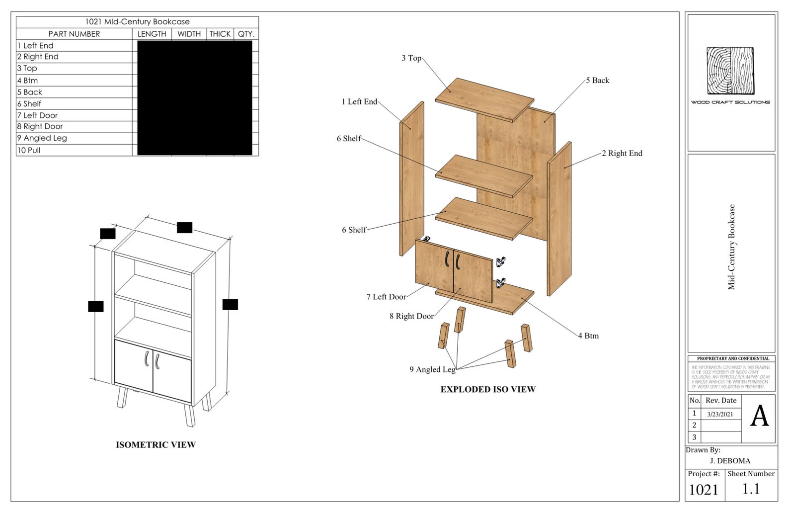 MidCentury Bookcase Plans Etsy