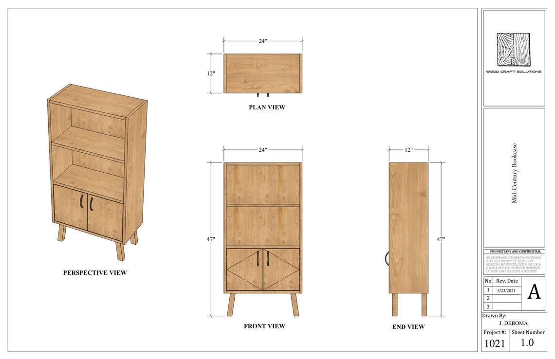 MidCentury Bookcase Plans Etsy