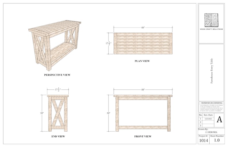 Farmhouse Entry Table Plans Etsy