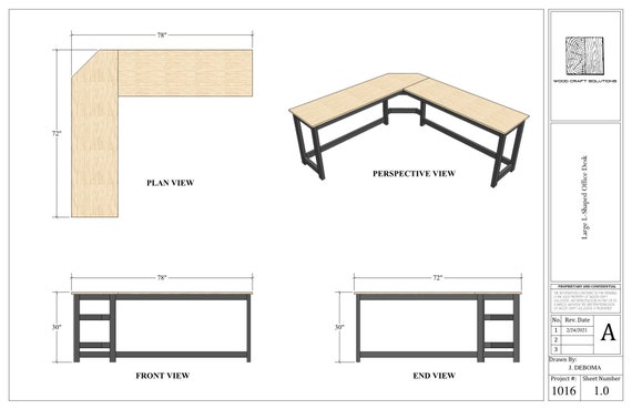 Large L-shaped Desk Plans - Etsy