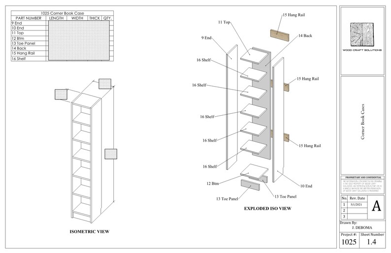 Corner Bookcase Plans Etsy