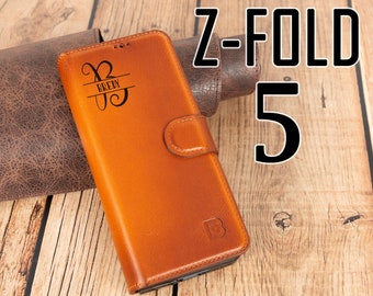 Étui portefeuille personnalisé en cuir pleine fleur pour Samsung Z Fold 5, étui personnalisé Z Fold 5 avec porte-cartes de crédit et RFID