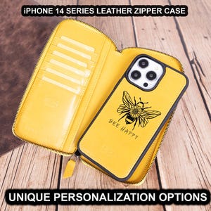 Leather iPhone 14 Wallet Case: RFID Blocker, MagSafe Compatible, Personalized