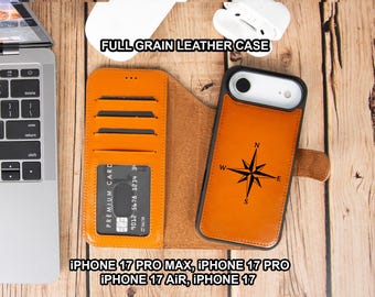 iPhone 17 Leather Wallet Case: Magnetic, Wireless Charging, Kickstand