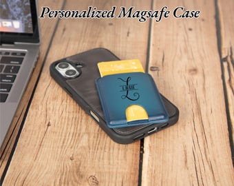 Personalized Leather MagSafe Wallet: Engraved Magnetic Card Holder