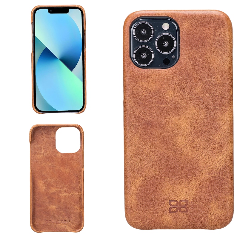 antic tan color apple iphone 13 series leather back cover fully leather case